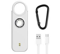 flintronic Alarma Personal de Emergencia,135dB Alarma Seguridad Autodefensa con Luz LED Llaveros, Alarmas de Bolsillo para Mujeres, Niños, Ancianos, Turno Nocturno （Blanco）