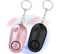 flintronic Alarma Personal de Emergencia 140dB, 2PCS Alarma Seguridad Autodefensa con Luz Estroboscópica, Alarmas de Bolsillo para para Mujeres, Ancianos, Niños, Turno Nocturno(Negro + Oro Rosa)