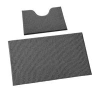 flintronic Alfombrilla de Baño Antideslizante, Tapete de Baño con Orificio para Inodoro, Suave y Cómodo, Super Absorbente, Lavable en Lavadora, de Secado Rápido, 40x60 cm, Gris Claro