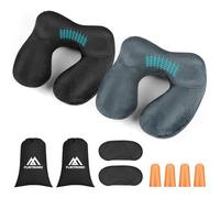 flintronic Almohada de Viaje Hinchable, 2PCS Cojin de Viaje Cuello para Avión y Coche, Hecho de Terciopelo Suave y Funda Lavable, Almohada de Cuello Portátil y Ligera para Viajes, Oficina, Casa,Coche
