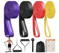 flintronic Bandas de Resistencia Elástica, 4 Gomas Elasticas Musculacion de Diferentes Resistencias con Anclaje para Puerta, Asas, Bolsa de Transporte, Instrucciones de Entrenamiento, para Deporte