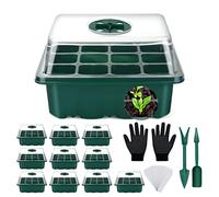flintronic Bandejas de Germinación 11 PCS/132 Células Plántulas, Bandejas de Semilleros de Germinacion, Mini Invernadero Bandejas de Cultivo Germinación con Cúpula y Base, para Plantas en Crecimiento