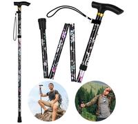 Flintronic Bastones Deportivos Plegables de Aluminio, Telescópicos Bastones Trekking, Ajustable 85cm~95cm, Antishock y Durable, para Senderismo Alpinismo Trail Viaje, Impresión Negra