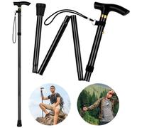 Flintronic Bastones Deportivos Plegables de Aluminio, Telescópicos Bastones Trekking, con Amortiguación, Ajustable 85cm~95cm, Antishock y Durable, para Senderismo Alpinismo Trail Viaje, Negro
