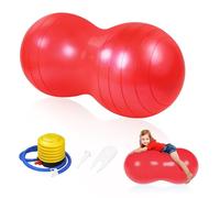 flintronic Bola de Yoga, Peanut Ball, Exercise Ball with Pump, 90 x 45cm Pelota de Ejercicio de Cacahuete Antiexplosión para Terapia de Niños, Embarazo, Yoga, Pilates (Rojo)