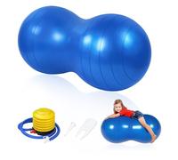 flintronic Bola de Yoga, Peanut Ball, Exercise Ball with Pump, 90 x 45cm Pelota de Ejercicio de Cacahuete Antiexplosión para Terapia de Niños, Embarazo, Yoga, Pilates (Azul)