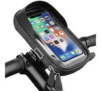 flintronic Bolsa Bici con Soporte para Telefono Móvil, Bolsa Móvil de Bicicleta Impermeable, Soporte Movil Bicicleta, con Ventana para Pantalla Táctil, para iPhone/Samsung/Smartphones de hasta 6,4''