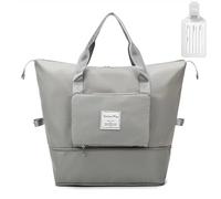 Flintronic Bolsa de Viaje Plegable de Gran Capacidad, Bolsa de Gimnasio Plegable, Bolsa de Lona Impermeable Ligera de Tela Oxford para Deportes y Viajes/Gris