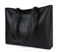 flintronic Bolsos de Mujer, Cuero PU Bolsa Tote Grande, Bolso Bandolera Mujer Bolso, Gran Capacidad Bandolera Casual con Cremallera, para Compras, Viajes de Trabajo - Negro（37 * 27 * 8CM）
