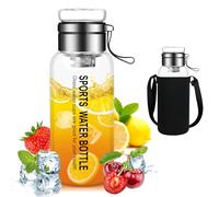 flintronic Botella de Agua Cristal 1 Litro, Botella de Agua Reutilizable con Protección Llevar Manga & Colador de Té, Sin BPA, para Deporte, Camping, Niños y Adultos
