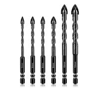 Flintronic Brocas Porcelanico, 6 PCS Juego de Brocas para Azulejos, Taladro de Vidrio con Vástago Hexagonal,Carburo Brocas, para Mampostería, Cerámica, Pared, Cemento, Ladrillo, Metal, Madera