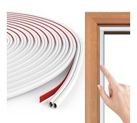 Flintronic Burlete Puerta Tiras Sellado Ventana, 6.5M Goma Burlete Para Marcos de Puertas Insonorizados, Autoadhesivo Pvc Junta Cinta Insonorizar, Aislante Termico Frio/Calor, Doble Capa D (Blanco)
