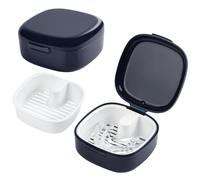 Flintronic Caja de Prótesis con Colador, Caja Ferula Dental, caja de Baño de Dentadura Dental, cubierta Portátil para caja para Dentaduras, Funda Ferula dental para Guardar y Limpiar Dientes Postizos