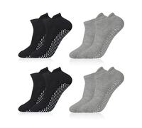 flintronic Calcetines Pilates Yoga, 4 Pares Pilates Calcetines Antideslizantes Mujer pour Yoga, Fitness Antideslizantes Calcetines, con Asas y Correas, para Pilates, Danza, Fitness