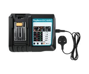 Flintronic Cargador 3A Rápido para Makita 14.4V-18V, Cargador de Batería DC18RC Compatible con Makita Batería 14.4V-18V BL1815 BL1820 BL1830 BL1840 BL1850 BL1850B BL1860 BL1450 194205-3