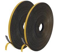 Flintronic Cinta Selladora Espuma, 2 Rollos 10M Burletes Puertas Tira de Sellado, 6mmx1.5mm, Espuma Burlete Adhesivo de Alta Densidad, para Anti Frío, Aislante, Ruido y Colisión(Negro)