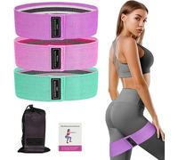 flintronic Cintas Elasticas Musculacion, Set de 3 Bandas Elasticas Fitness Antideslizantes de Tela, 3 Niveles de Resistencia para Crossfit/Glúteo/Piernas/Brazo/Yoga（Verde+Rosa+Morado ）