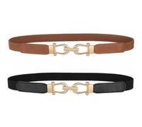 flintronic Cinturón para Elastic Mujer, 3 Piezas Retro Señoras de Cintura Elástica Cinturón, Cuero PU Moda Clásica Cinturon, Cinturón con Hebilla de Metal para el Vestido de las Señoras Jeans Camisa