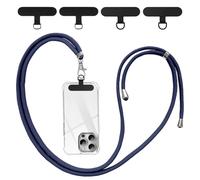 flintronic Cordón Correa para Teléfono Móvil Ajustable Universal, Correa Cruzada para el Cuello y Muñeca, Compatible la Mayoría de Las Fundas de Teléfono, con Llavero y Parche-Azul