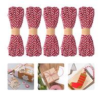 Flintronic Cuerda de Yute Rojo y Blanco, Cuerda Yute Natural Ø 2MM / 250M, 50M*5 Yute de Natural, Cuerda de Lino para Arte y Manualidades para Embalaje, Bricolaje, Floristería, Jardines, Decoración