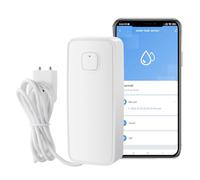 Flintronic Detector de Fugas de Agua WiFi Inteligente, 2 PCS Alarma de Fugas de 80 dB, WiFi Sensor de Agua, Alerta de Aplicación, con Cable Sensor de 1m, para Cocinas, Baños, Sótanos (Permite 2,4G)