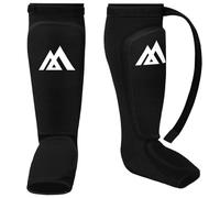 Flintronic Espinilleras Kick Boxing Muay Thai, Shin Guard For Boxing, Alcetines Elásticos Acolchados para la Pierna, MMA, Muay Thai, & Martial Arts Training, Hombre Mujere (Negro, M)