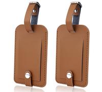 Flintronic Etiquetas de Equipaje, 2 PCS Etiquetas de Equipaje, Etiquetas de Identificación de Maleta, Etiquetas de Maletas de Equipaje, para Evitar la Pérdida de Bolsas y Maletas - Marrón