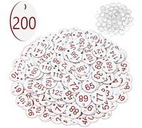 Flintronic Etiquetas Numeradas Número, Llaveros Numerados para Taquillas, Numeros Etiquetas de Plástico, para Taquillas Hoteles Pubs Spa para Identificación Guardarropa, 1-200 Blanco