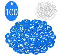 Flintronic Etiquetas Numeradas Número, Llaveros Numerados para Taquillas, Numeros Etiquetas de Plástico, para Taquillas Hoteles Pubs Spa para Identificación Guardarropa, 1-100 Azul Cielo