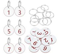 Flintronic Etiquetas Numeradas Número, Llaveros Numerados para Taquillas, Numeros Etiquetas de Plástico, para Taquillas Hoteles Pubs Spa para Identificación Guardarropa, 1-10 Blanco