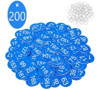 Flintronic Etiquetas Numeradas Número, Llaveros Numerados para Taquillas, Numeros Etiquetas de Plástico, para Taquillas Hoteles Pubs Spa para Identificación Guardarropa, 1-200 Azul Cielo