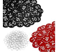 Flintronic Etiquetas Numeradas Número, Llaveros Numerados para Taquillas, Numeros Etiquetas de Plástico, para Taquillas Hoteles Pubs Spa para Identificación Guardarropa, 1-100 (Negro+Rojo)