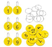 Flintronic Etiquetas Numeradas Número, Llaveros Numerados para Taquillas, Numeros Etiquetas de Plástico, para Taquillas Hoteles Pubs Spa para Identificación Guardarropa, 1-10 Amarillo