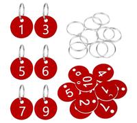 Flintronic Etiquetas Numeradas Número, Llaveros Numerados para Taquillas, Numeros Etiquetas de Plástico, para Taquillas Hoteles Pubs Spa para Identificación Guardarropa, 1-10 Rojo