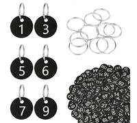 Flintronic Etiquetas Numeradas Número, Llaveros Numerados para Taquillas, Numeros Etiquetas de Plástico, para Taquillas Hoteles Pubs Spa para Identificación Guardarropa, 1-200 Negro