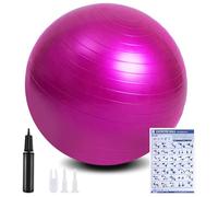 flintronic Fitness Pelota de Ejercicio, 55cm Fitball, Pilates, Embarazo y Sentarse,Equilibrio, Entrenamiento （ Incluye Caja de Color,Manual de Instrucciones,Bomba de Aire, Rosa 55cm