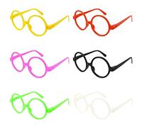 flintronic Gafas Nerd con Lentes Transparentes, Gafas Negras Redondas de Halloween, Gafas con Montura de Plástico, Gafas de Mago Retro, Gafas Redondas Gruesas Divertidas, para Disfraz