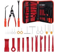 flintronic Herramientas Desmontar, 27PCS Nilón Desmontaje/Eliminación Kit para Desmontar el Salpicadero Radio, Audio Vehículo Interior Recubrimiento Desmontaje (Rojo)