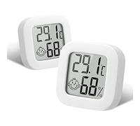 Flintronic Higrometro Digital Termometro, 2Pieza Mini Termómetro interior del higrómetro, Pantalla LED con Logo de Confort para Termometro Ambiental para Oficina Habitación de Bebé Jardín (Blanco)