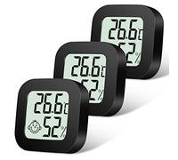 Flintronic Higrometro Digital Termometro, 3Pieza Mini Termómetro interior del higrómetro, Pantalla LED con Logo de Confort para Termometro Ambiental para Oficina Habitación de Bebé Jardín (Negro)