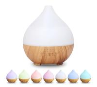 Flintronic Humidificador Ultrasónico y Difusor de Aromas, 100 ml Difusor de Aceites Esenciales, Apagado Automático Sin Agua y Temporizador, Luz de Noche para Bebés, 7 Colores LED