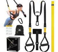 flintronic Juego de Entrenamiento en Suspensión, Correas de Entrenamiento en Suspensión con Asas y Guía de Entrenamiento, para Entrenamiento en Casa y Entrenamiento de Fuerza (Amarillo)