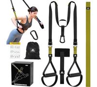 flintronic Juego de Entrenamiento en Suspensión, Correas de Entrenamiento en Suspensión con Asas y Guía de Entrenamiento, para Entrenamiento de Fuerza y Entrenamiento en Casa (Negro Verde)