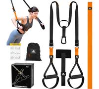 flintronic Juego de Entrenamiento en Suspensión, Correas de Entrenamiento en Suspensión con Asas y Guía de Entrenamiento, para Entrenamiento en Casa y Entrenamiento de Fuerza (Naranja Negro)