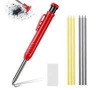 flintronic Lapiz Carpintero, 1 Pieza Lápiz Carpintero Profesional con Sacapuntas y Borrador, Lápices Mecánicos con 6 Recambios (Negro, Amarillo), Lápiz de Obra, para Arquitecto, Carpintero