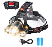 flintronic LED Linterna Frontal, 4 Modos Recargable Linternas Frontales, Linternas LED alta Potencia 6000K 1500Lúmenes Impermeable para Camping, Excursión, Pesca, Carrera, Ciclismo