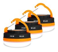 Flintronic Linterna Camping Recargable, 3 Piezas LED Lámpara Camping con Base Iman & Gancho, USB Luz SOS Portátil con 3 Modos, IP43 Impermeable para Emergencia, Acampar al Aire Libre
