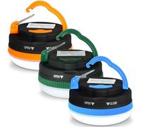 Flintronic Linterna Camping Recargable, 3 Piezas LED Lámpara Camping con Base Iman & Gancho, USB Luz SOS Portátil con 3 Modos, IP43 Impermeable para Emergencia, Acampar al Aire Libre, 3 Colores
