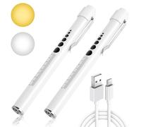 flintronic Linterna de Bolígrafo de Diagnóstico Médico, 2PCS Luz Médica con Escala de Medición, 2 Modos Linterna de Diagnóstico con Clip, para Enfermeros, Médicos, Cuidado Personal, (Blanco)