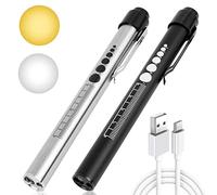 Flintronic Linterna de Bolígrafo de Diagnóstico Médico, 2PCS Luz Médica con Escala de Medición, 2 Modos Linterna de Diagnóstico con Clip, para Enfermeros, Médicos, Cuidado Personal, Iluminación.